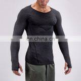 Wholesale Latest Design Gym Wear Mens Seamless Performance Green Men Long Sleeve T Shirt thumbnail-6