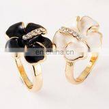 Classic Genuine Austrian Crystals Sample Sales Platinum Plated Black Flower Ring Jewelry Party OFF thumbnail-6