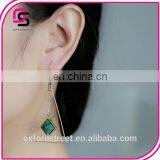 Europe and the United States Fashion Jewelry Triangle Synthetic Green Pine Natural Stone Long Earrings thumbnail-2
