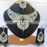 INDIAN LATEST BOLLYWOOD WHOLESALE ROYAL INSPIRED SILVER BRIDAL JEWELLERY/JEWELRY NECKLACE SET EARRINGS