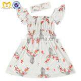 Baby Girls Flower Deer Beautiful Children Summer Clothes Cheap Baby Frock Design Kids Girls Party Dresses thumbnail-3