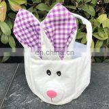 Cute Bunny Plush Easter Basket Rabbit Face Printed Various Colors Bunny Bag for Easter Day Easter Bunny Bucket thumbnail-4