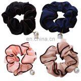 15colors Free Ship Summer Fashion Hair Accessories Pure Colors Silk-like Fabric Ladies Scrunchies thumbnail-2