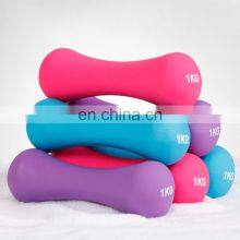 Wholesale Cheap Round Color Vinyl Neoprene Coated Weightlifting Rubber Dumbbell Set thumbnail-1