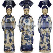 Vintage Antique Style Set of 3 Colorful Royal Emperors Ceramic Queen and Maid Figurines Sculptures thumbnail-2