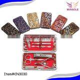 Stainless Steel Bling Leopard Manicure Set 9pcs Manicure Products