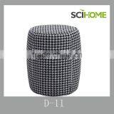 Modern Design Round Shaped Foot Stool Cylinder Fabric Ottoman thumbnail-1