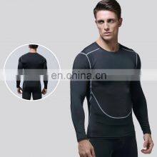 Gym Compression Shirts Quick Dry Long Sleeve Men Factory Sales Bodybuilding Tops 70polyester 30spandex thumbnail-1