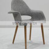 Replica Fiberlgass Material Wooden Legs Fabric Blue Color Organic Chair by Eero Saarinen thumbnail-4