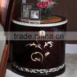 Neoclassical Style Nightstands Bedroom Furniture Solid Wood Frame Table Convex Carve Flower AK-7072 thumbnail-1