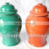 Chinese Antique Ceramic& Porcelain Green& Orange Pots thumbnail-1