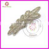 Bridal Beaded Appliques,silver Rhinestone Applique Wholesale,appliques for Headband for Sash thumbnail-2