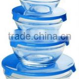 5pcs clear glass bowl set with pp lid