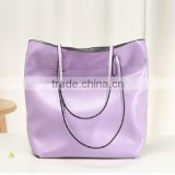 High quality purple shiny plain PU tote bag