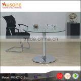 Office Break Room Chatting Table Tea Room Glass Top Table Circular Glass Coffee Table
