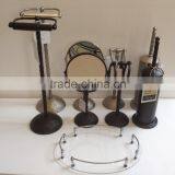 Spirit Designed Metal Milano Bathroom Accessories Set 4pcs: Toilet Tissue Reserve, Bowl Brush Holder, Towel Holder, Mirror Stand thumbnail-1