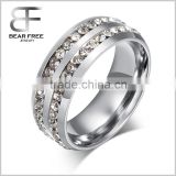 New Arrivals Women's Stainless Steel Clear White 2 Rows Cubic Zirconia Eternity Ring Engagement Wedding Band