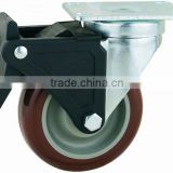 22 Series Double Ball Raceway Structure Top Plate Swivel PU on PP Industrial Caster with Nylon Top Lock Brake