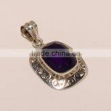 P0040-925 STERLING SILVER AMETHYST GEM NICE FINE LIGHT DESIGNER NET PENDANT 5.28 thumbnail-1