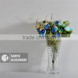 SAMYO handmade clear fashion glass cylinder vase with waveshape decoration