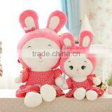 Lovely Cartoon Animal Style Baby's Birthday or Festival Gift Red Smiling Face Rabbit With Long Ears Plush Toy Doll