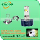 Sanyou 6000K 1500LM 15W COB LED motorcycle Headlight, H/L 12V motorcycle lamp