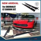 New arrival!c7 set for Chevrolet c7 Corvette Stringray style carbon front lip with side skirts