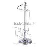 Toilet Paper Dispenser Stand with Magazine Rack, Chrome Plated