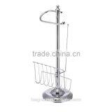 Toilet Paper Dispenser Stand With Magazine Rack, Chrome Plated thumbnail-1