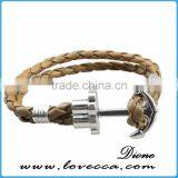 Handmade Mens Genuine Braided Leather Hook Anchor Bracelet thumbnail-6
