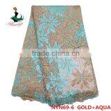 2016 Haniye African Latest Embroidery Tulle Lace Fabric Nigeria French Net Lace Fabric for Dresses/NYN69 thumbnail-3