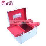 Fashion Aluminum Frame Silver Nail Polish Carrying ABS Jewelry Case With Mirror thumbnail-4