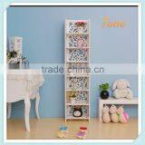 Pure White European Style Carved Bedroom Shelves With 7 Layers