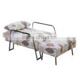Living Room or Hotel Use Folded Fabric Sofa Bed With Simple Metal Armrest thumbnail-5