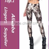 Europe America Comic beauty girl letters print leggings high spandex woman novelty legging
