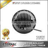 75W 7" Round LED Headlights Hummer Jeep Wrangler CJ TJ JK Prewired With Hola Angle Eyes thumbnail-2