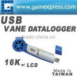 Digital USB Mini Vane Wind Speed Data Logger 16K Memory With Ambient Temperature and Humidity Made in Taiwan thumbnail-1
