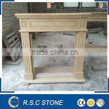 Hand Carved Beige Marble Fireplace Mantel thumbnail-1