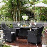 2017 Sigma UV Resistant Modern Cheap Rattan Glass and Metal Dining Table and Chair thumbnail-1