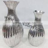 Silver Flower Vase For Wedding Centerpiece, Decorative Metal Vase thumbnail-6
