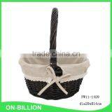 Lined Handmade Easter Wicker Basket With Handle thumbnail-2