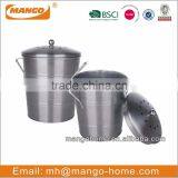 White Powder Coating Iron Metal Compost Bucket With Lid thumbnail-3