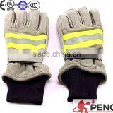 Sheepskin Fire Retardant 3m Reflective Black Cuff Hand Protected Police Cleaner Worker Fireman Gloves thumbnail-1