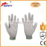 Cheap Grey Lightweight Palm Coated Safety PU Glove With 13Gauge Machine Knit Nylon Polyester Shell thumbnail-2