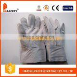 Gray Short Welding Glove With 3 Ribs Sew Back thumbnail-1