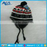 Popular Winter Crochet Hat Knitted Beanies With Strings and Ball on Top thumbnail-2