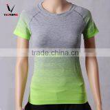 Polyster/Spandex Gradient Quick Dry Slim Fit Sporting Clothing Short Sleeve T Shirts For Women thumbnail-4