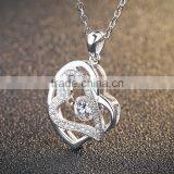 Popular Girl Fashion Girls Dainty Double Heart Pendant Necklace With AAA Zircon thumbnail-3