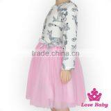 Romantic Spring Children Clothing Frock Design Long Sleeve Pattern Printed Baby Girl Pink Tutu Princess Dress thumbnail-3