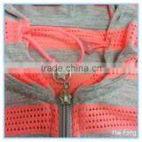 Wholesale Custom Children Girls Striped Pink and Gray Zip up Hoodies, Kids Summer Hoodies & Sweatshirts thumbnail-6